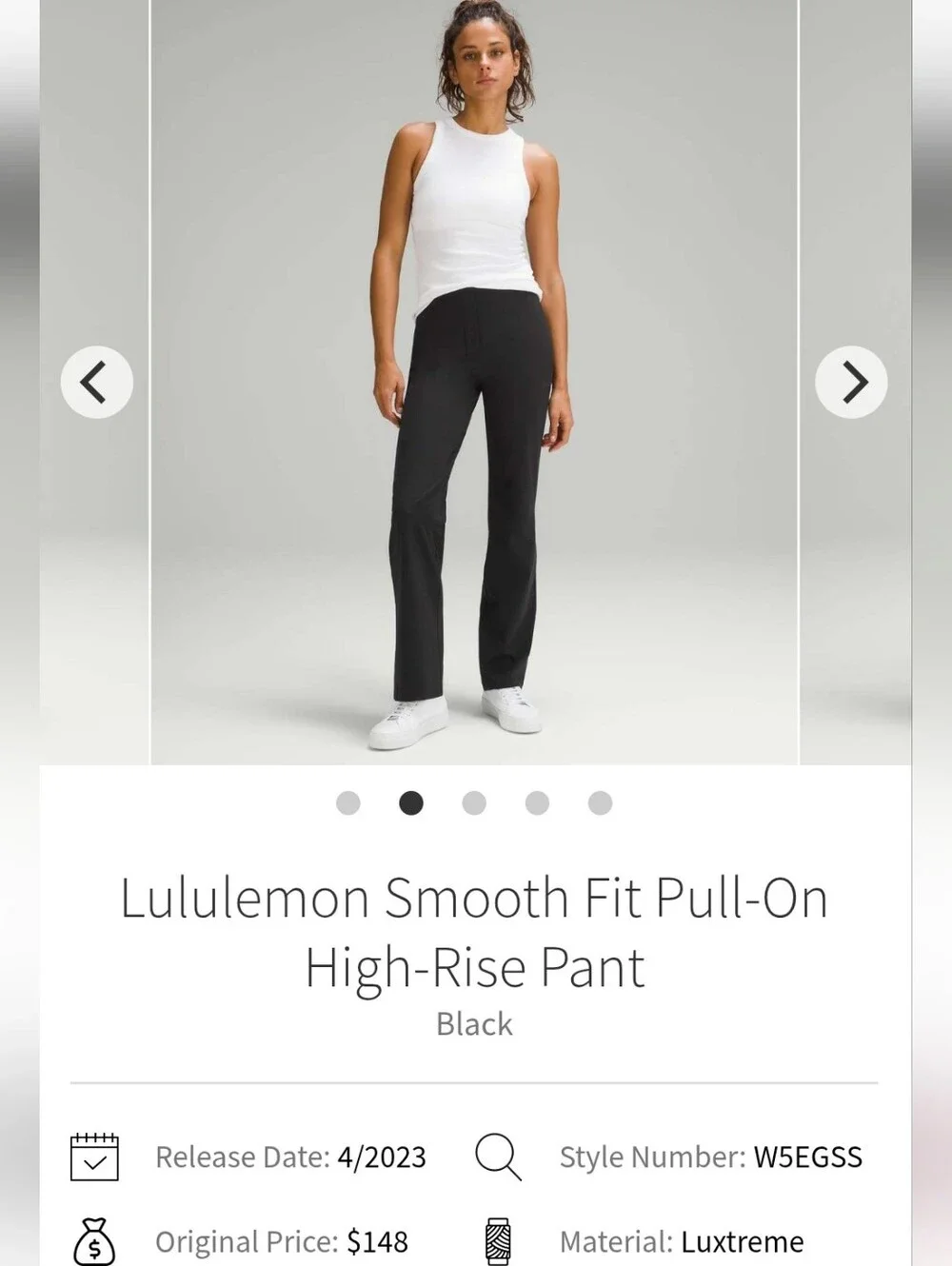Lululemon Smooth Fit Pull-On High-Rise Pant Sz 8 Black